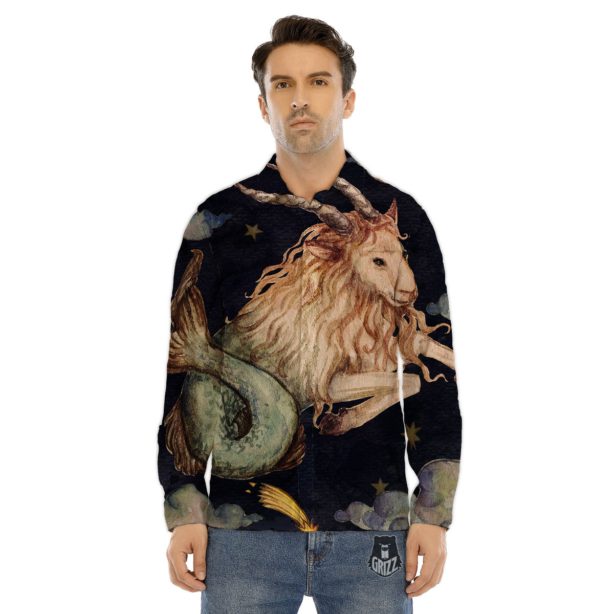Zodiac Aquarius Purple Print Pattern Men's Dress Shirts-grizzshop