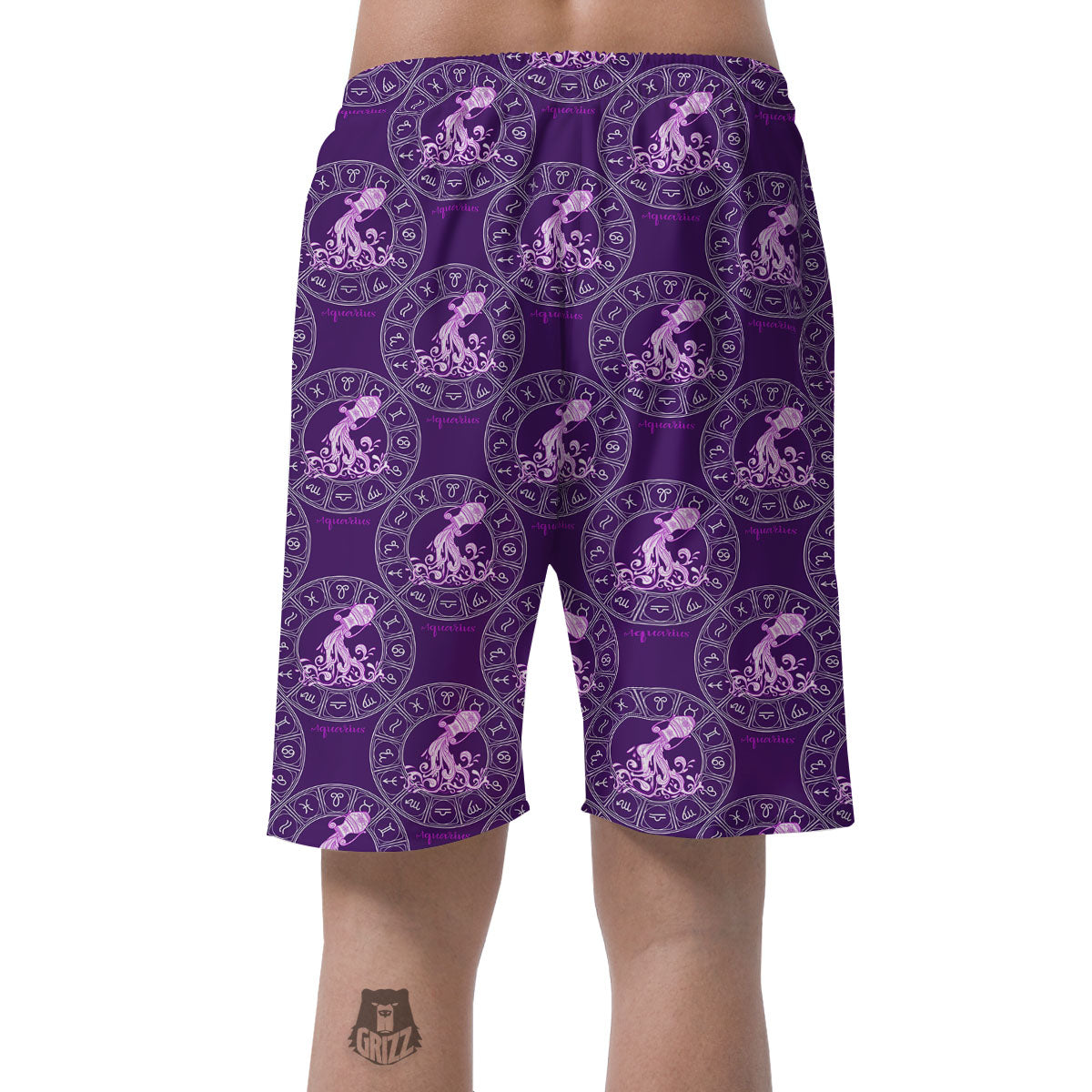 Zodiac Aquarius Purple Print Pattern Men's Shorts-grizzshop