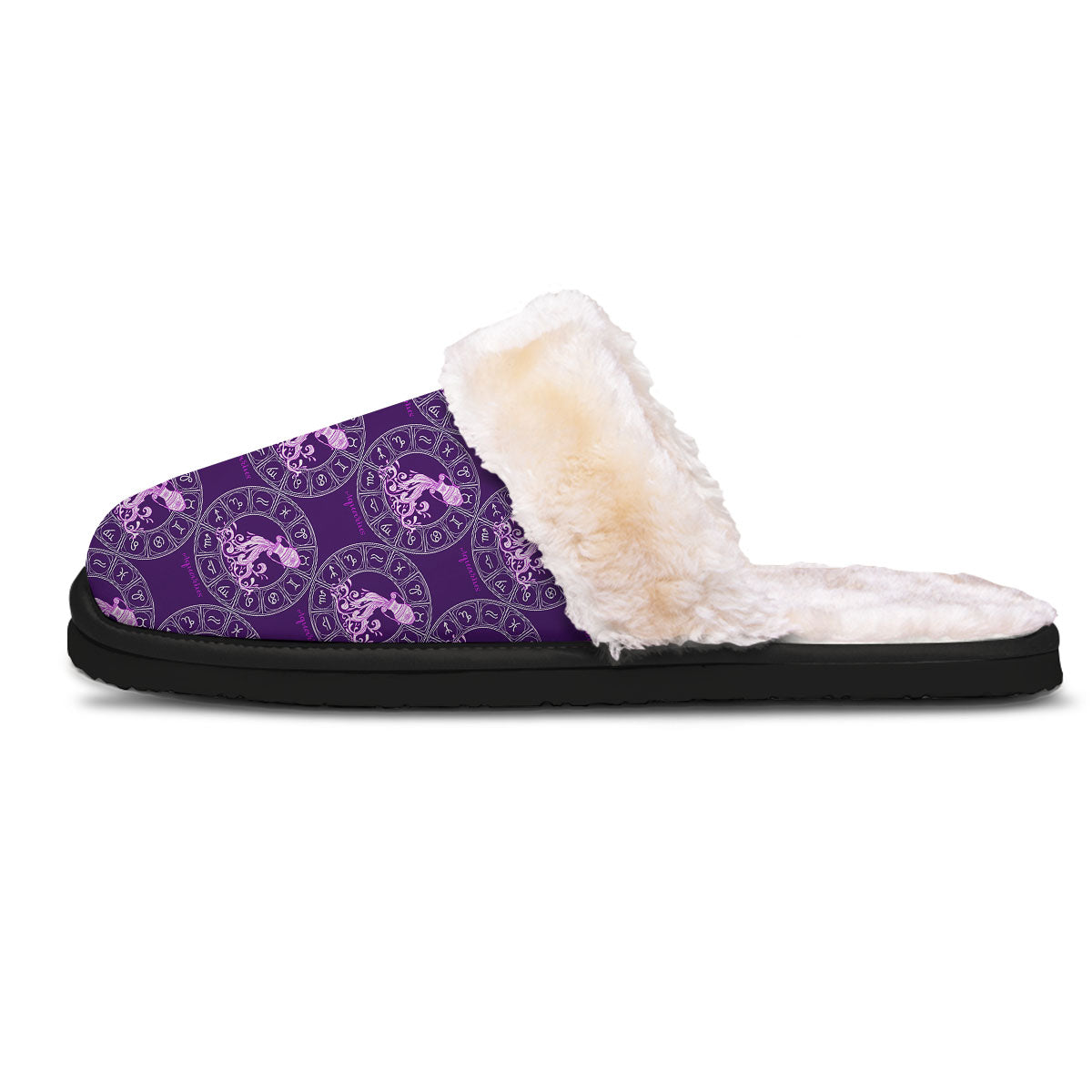 Zodiac Aquarius Purple Print Pattern Slippers-grizzshop
