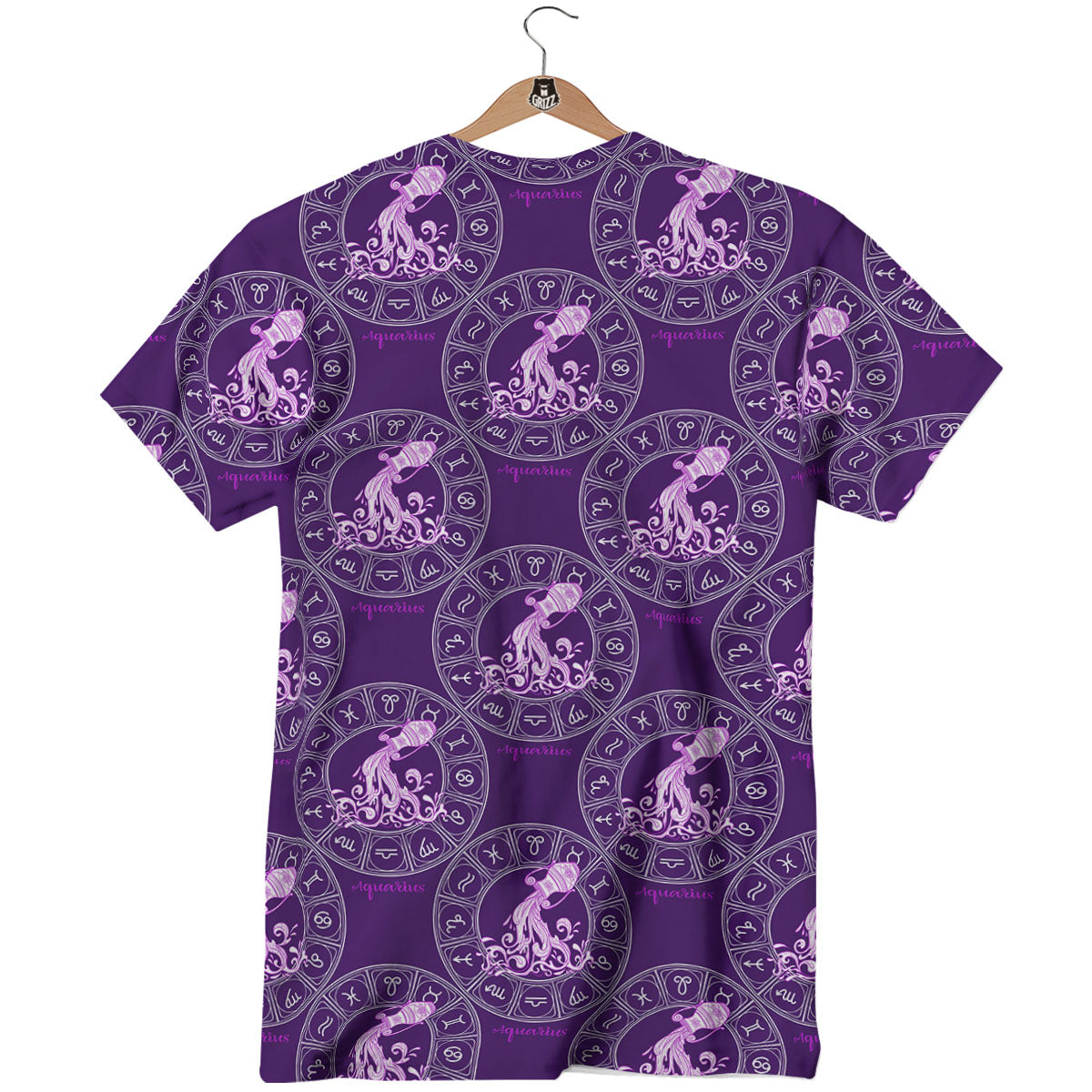 Zodiac Aquarius Purple Print Pattern T-Shirt-grizzshop