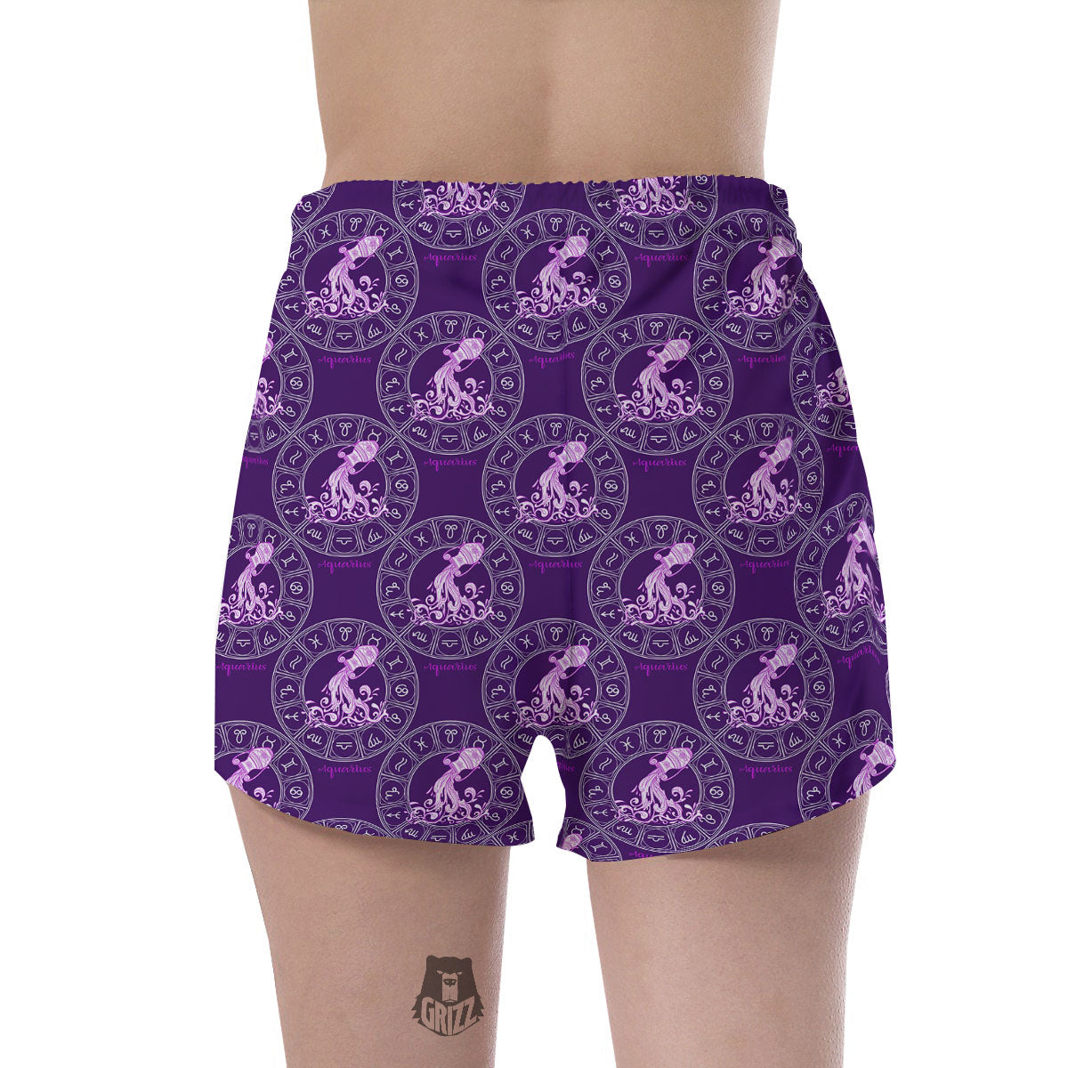Zodiac Aquarius Purple Print Pattern Women's Shorts-grizzshop