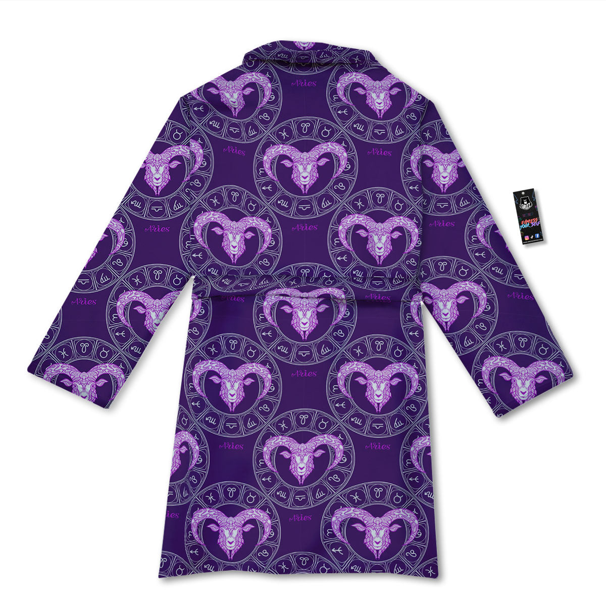 Zodiac Aries Purple Print Pattern Bathrobe-grizzshop