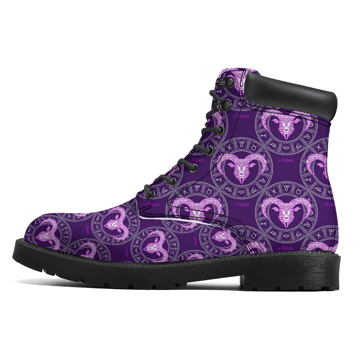 Zodiac Aries Purple Print Pattern Boots-grizzshop