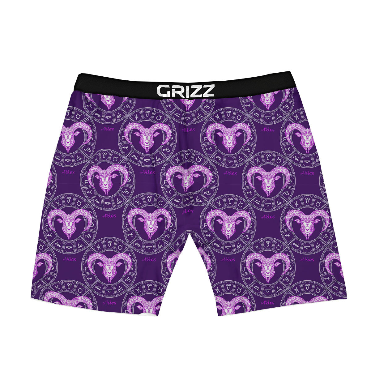 Zodiac Aries Purple Print Pattern Boxer Briefs-grizzshop