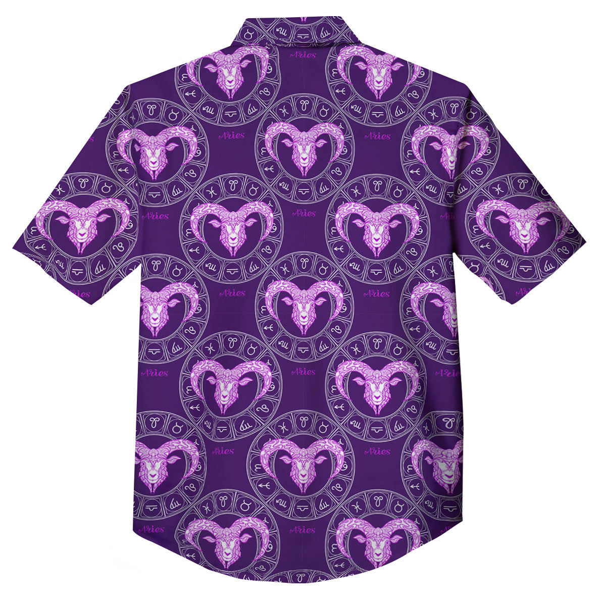 Zodiac Aries Purple Print Pattern Button Up Shirt-grizzshop