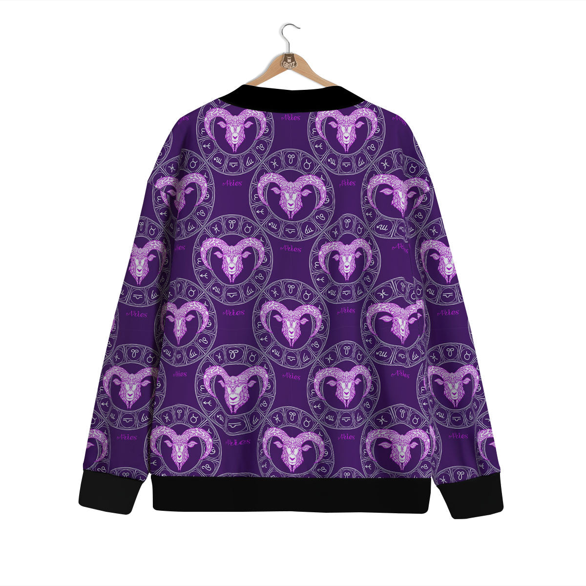 Zodiac Aries Purple Print Pattern Cardigan-grizzshop