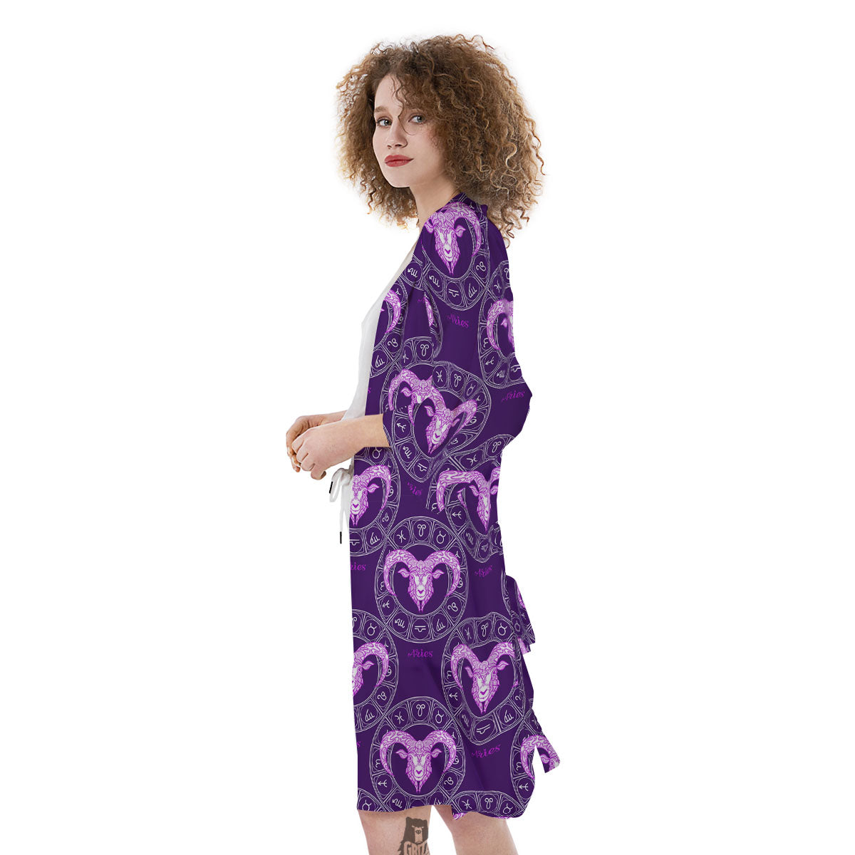 Zodiac Aries Purple Print Pattern Kimono-grizzshop