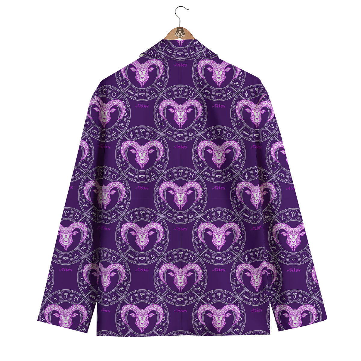 Zodiac Aries Purple Print Pattern Men's Blazer-grizzshop