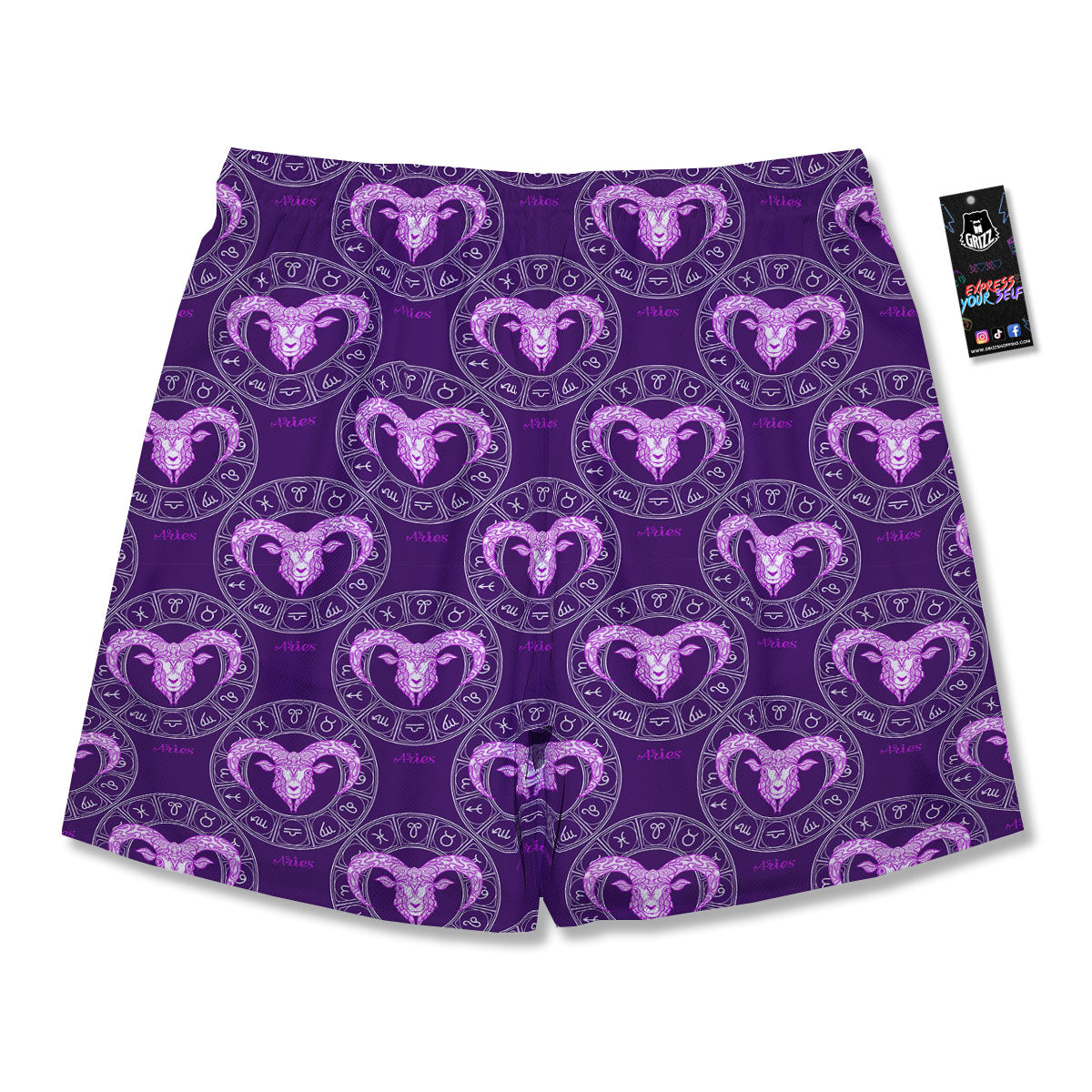 Zodiac Aries Purple Print Pattern Men's Running Shorts-grizzshop