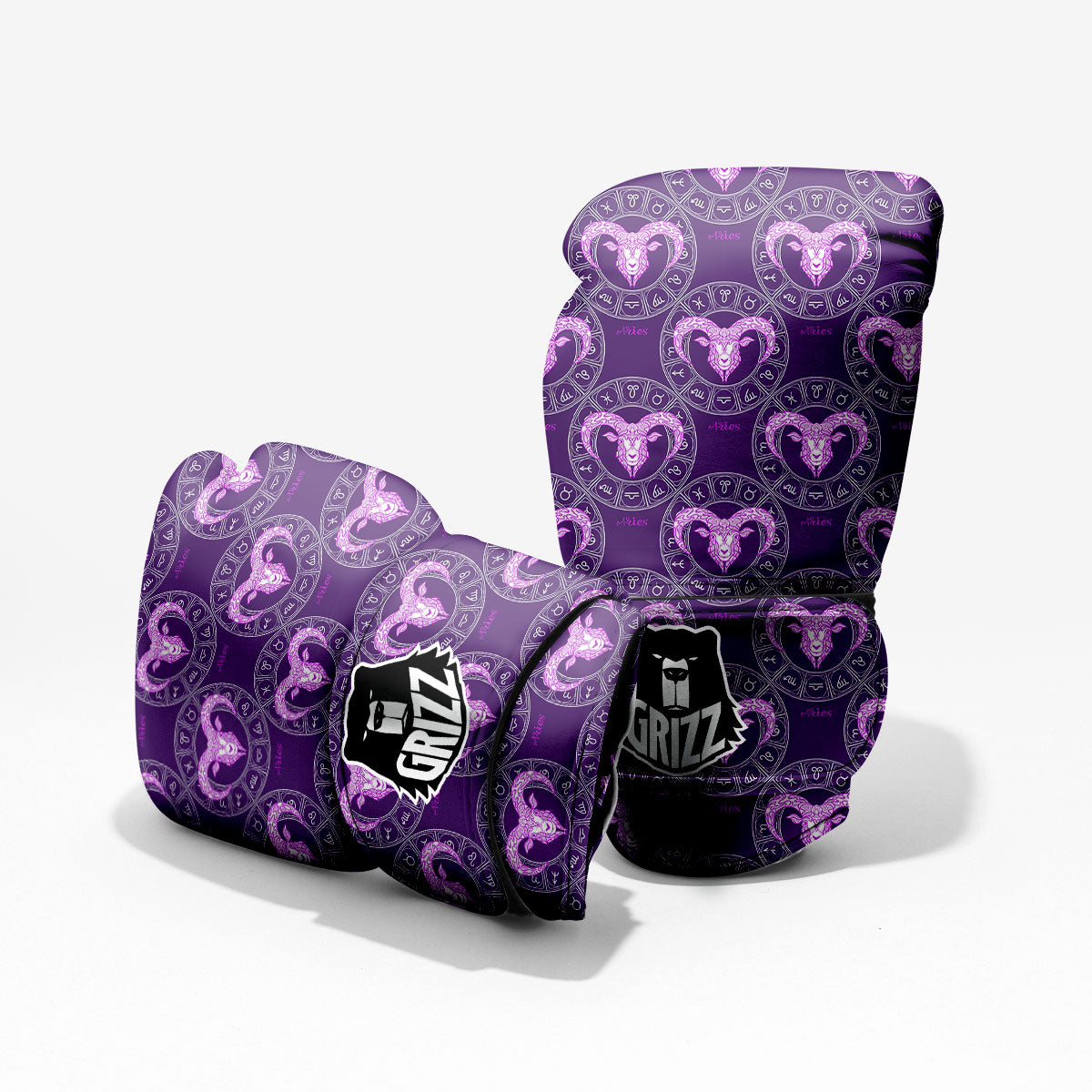 Zodiac Aries Purple Print Pattern Pro Boxing Glove