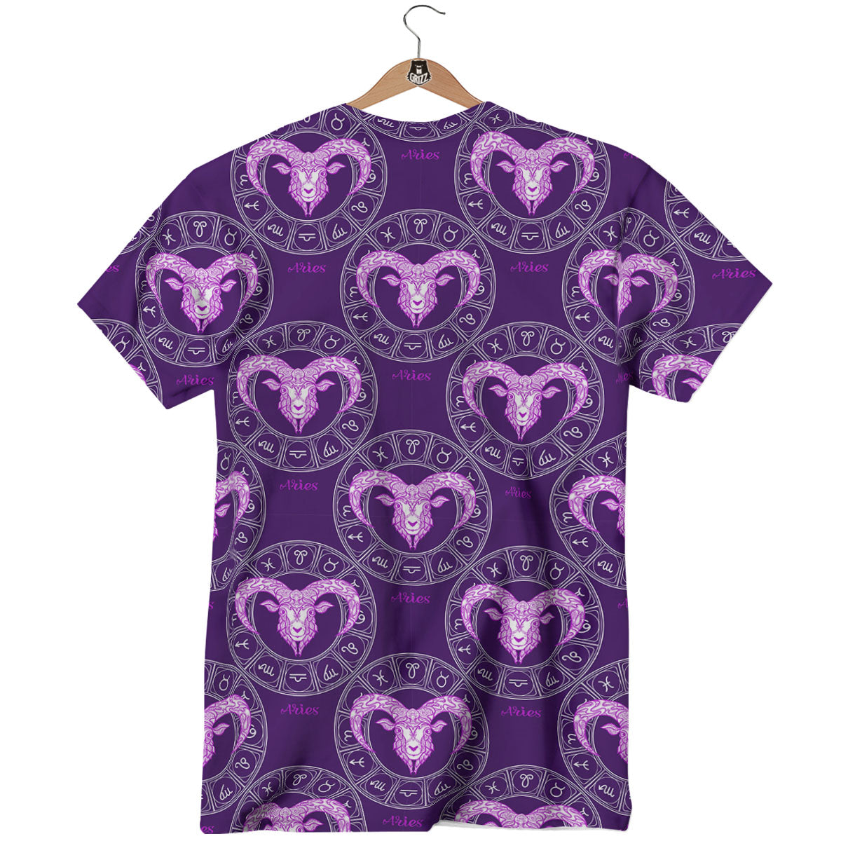 Zodiac Aries Purple Print Pattern T-Shirt-grizzshop