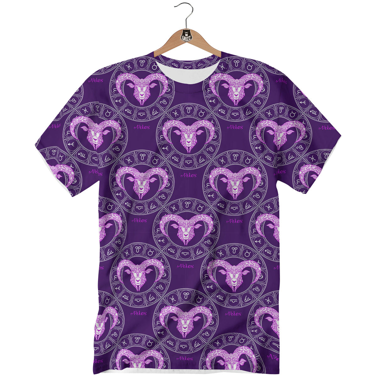 Zodiac Aries Purple Print Pattern T-Shirt-grizzshop