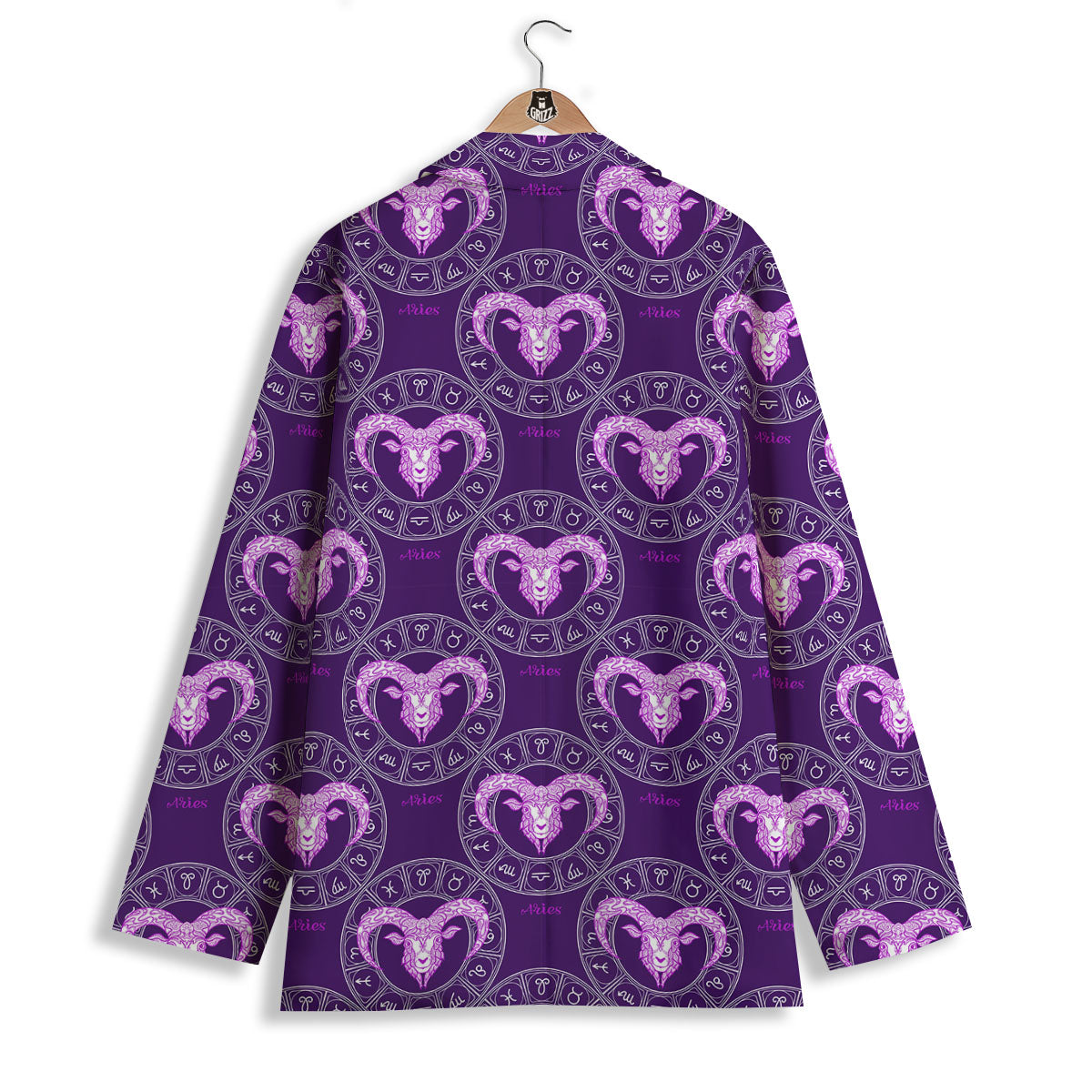 Zodiac Aries Purple Print Pattern Women's Blazer-grizzshop