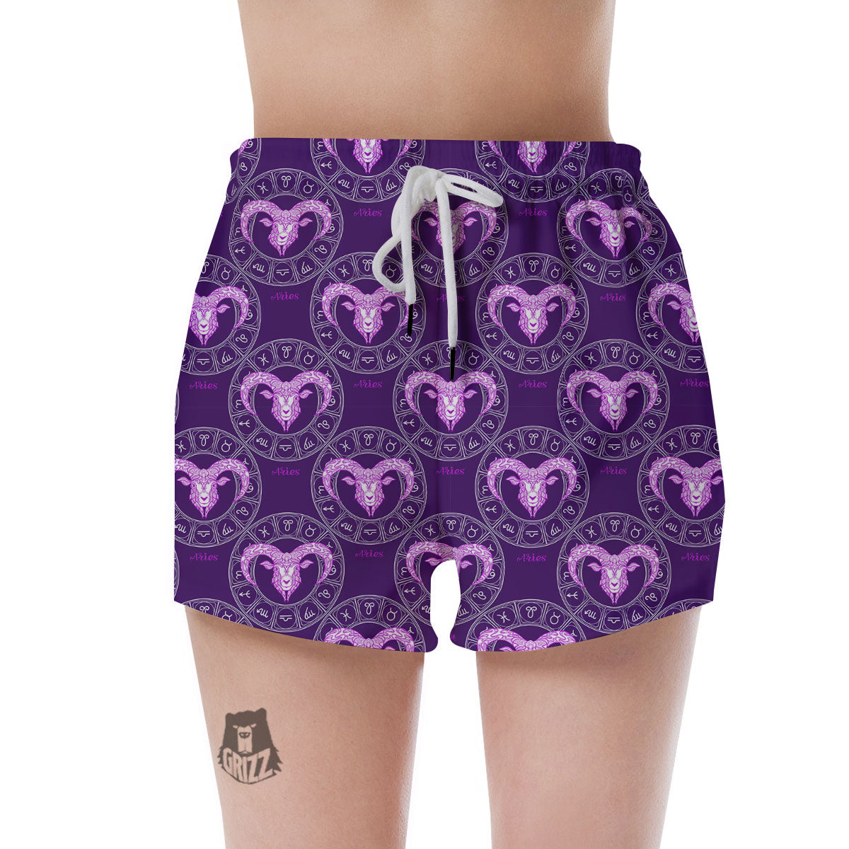 Zodiac Aries Purple Print Pattern Women's Shorts-grizzshop