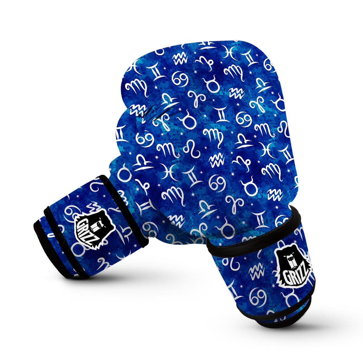 Zodiac Blue Pattern Print Boxing Gloves-grizzshop