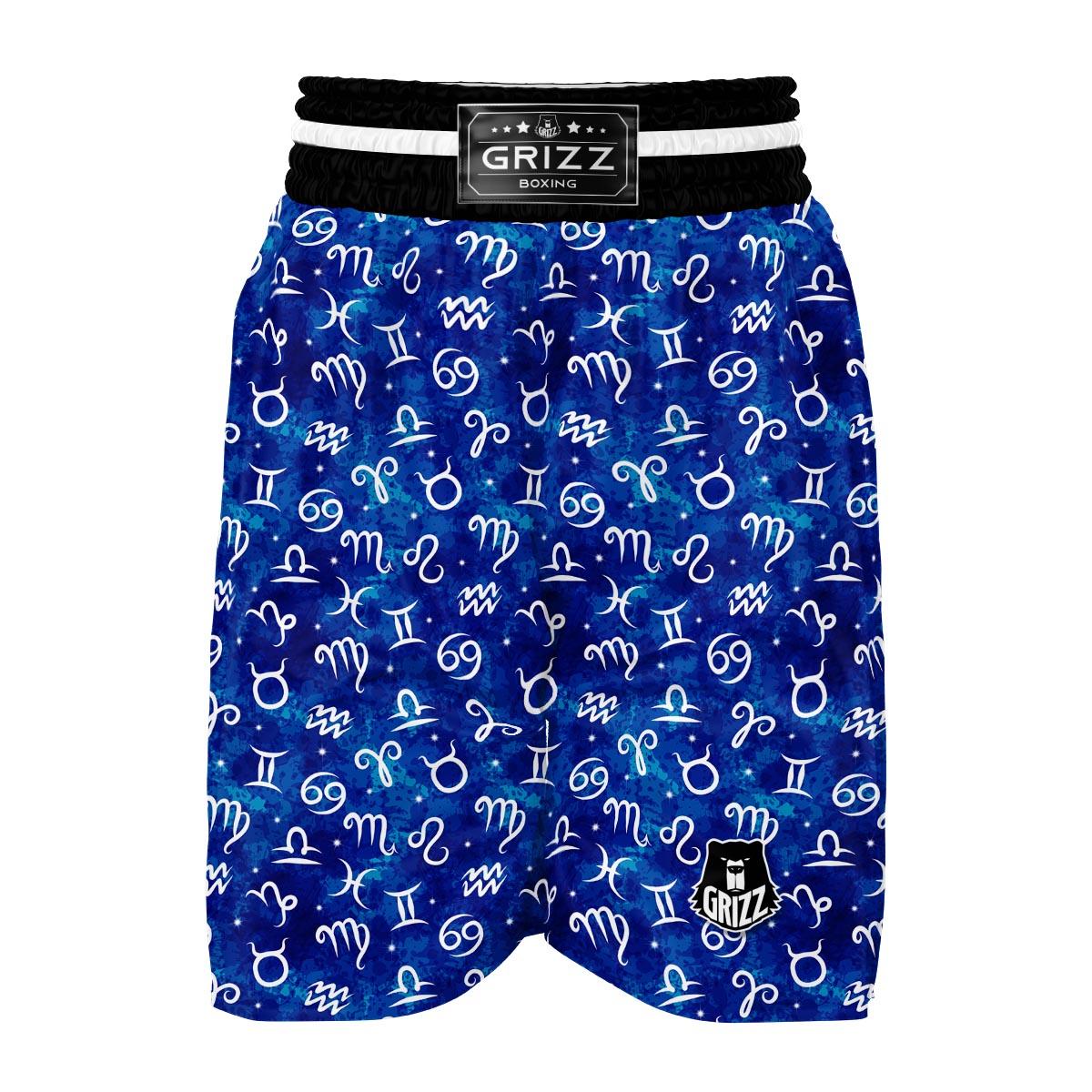 Zodiac Blue Pattern Print Boxing Shorts-grizzshop