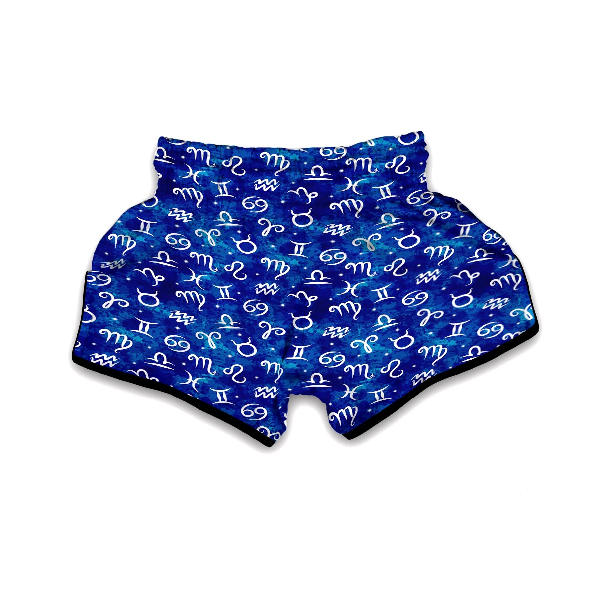 Zodiac Blue Pattern Print Muay Thai Boxing Shorts-grizzshop