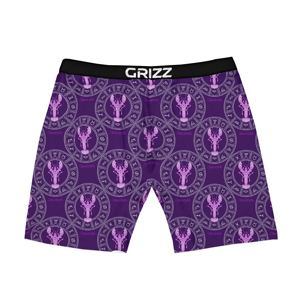 Zodiac Cancer Purple Print Pattern Boxer Briefs-grizzshop