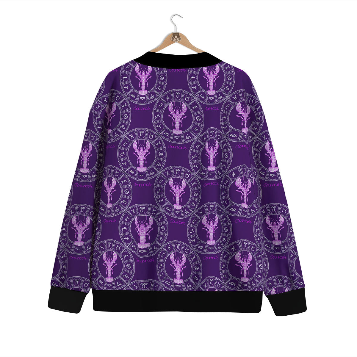 Zodiac Cancer Purple Print Pattern Cardigan-grizzshop