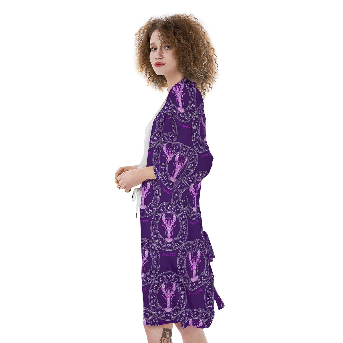 Zodiac Cancer Purple Print Pattern Kimono-grizzshop
