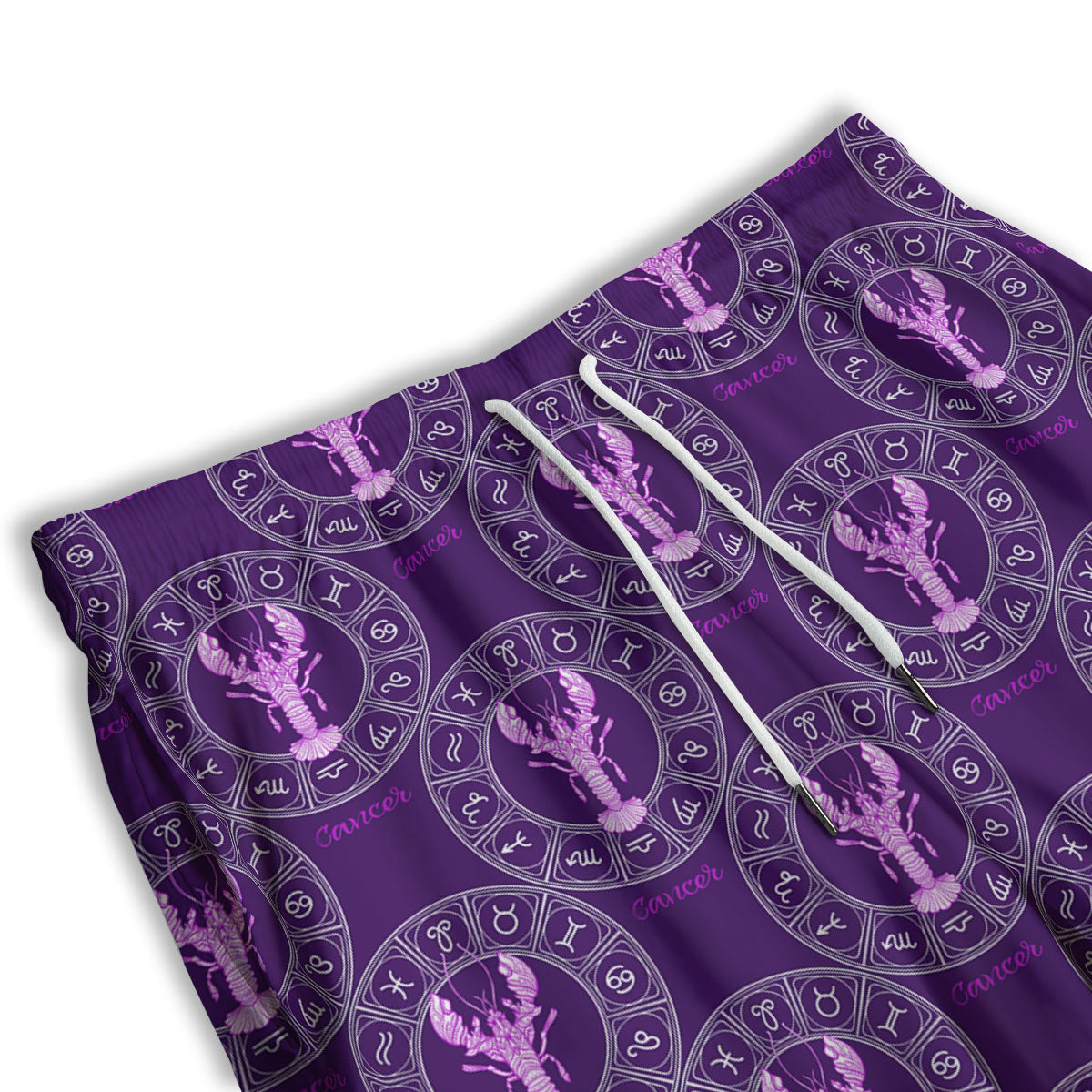 Zodiac Cancer Purple Print Pattern Men's Athletic Shorts