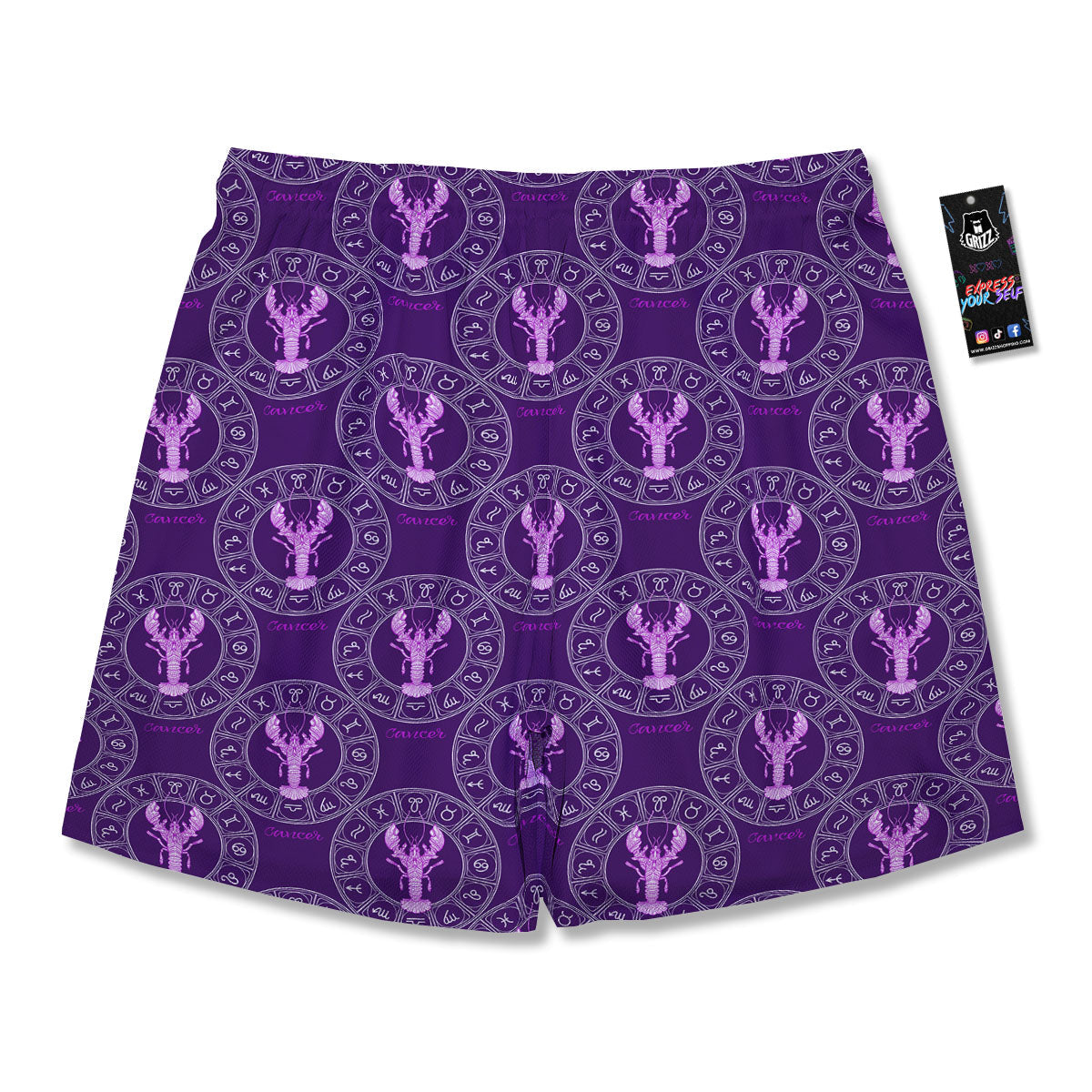Zodiac Cancer Purple Print Pattern Men's Running Shorts-grizzshop