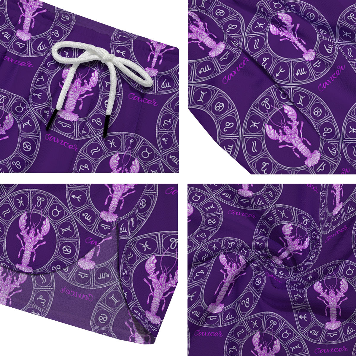 Zodiac Cancer Purple Print Pattern Men's Running Shorts-grizzshop