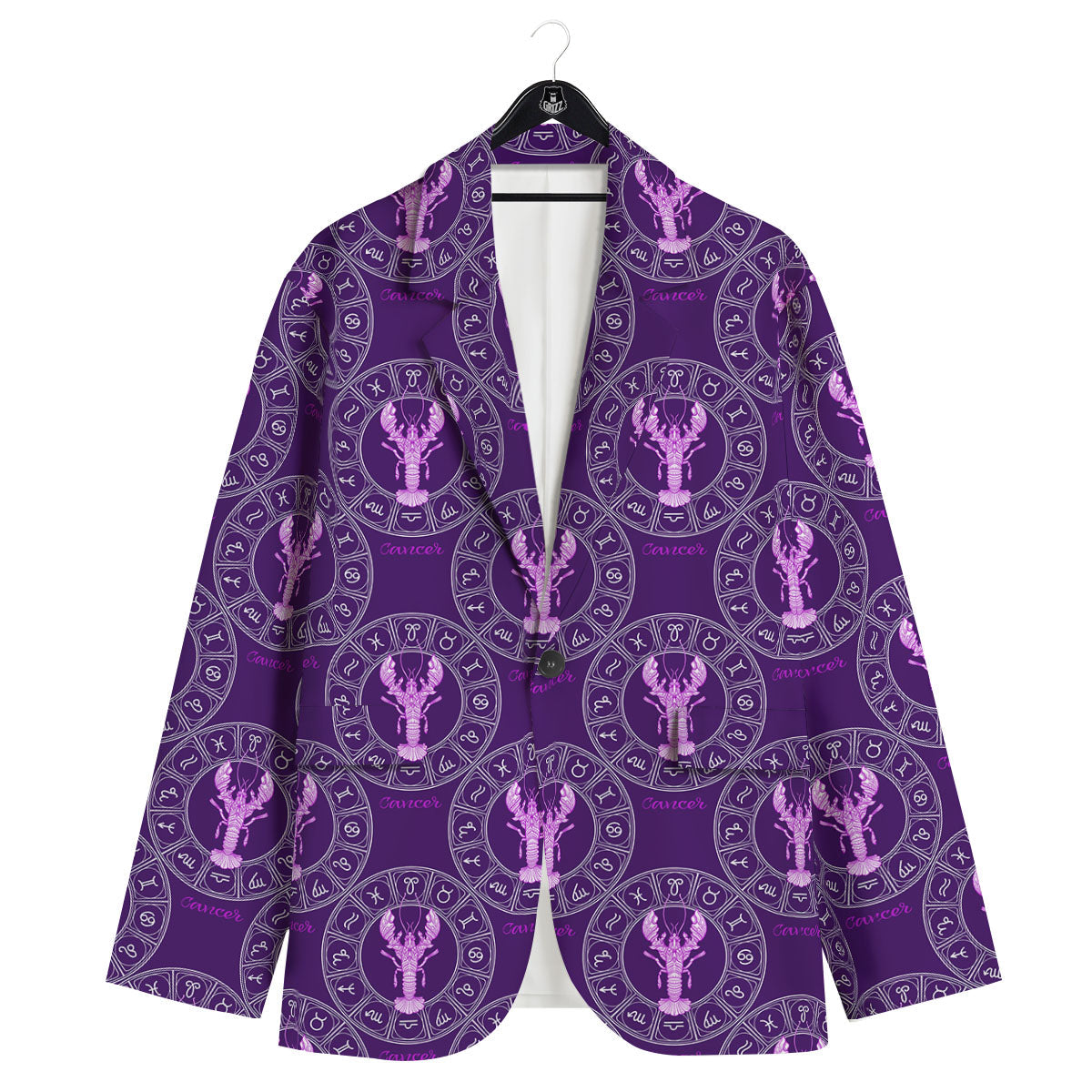 Zodiac Cancer Purple Print Pattern Men's Sport Coat-grizzshop