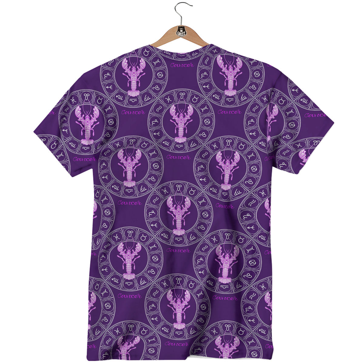 Zodiac Cancer Purple Print Pattern T-Shirt-grizzshop