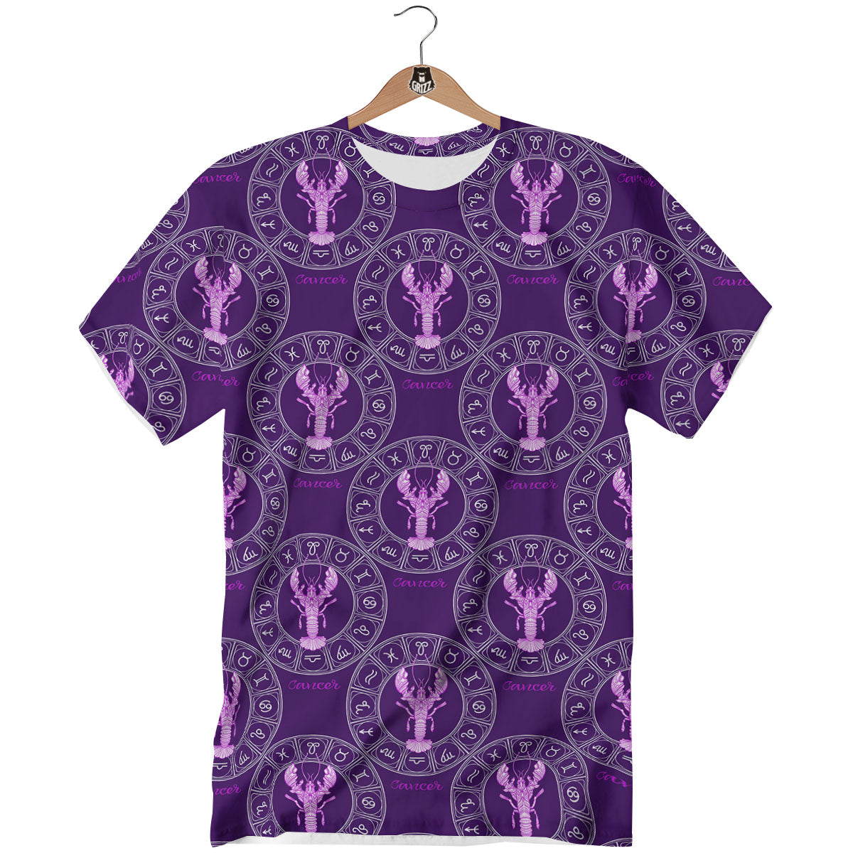Zodiac Cancer Purple Print Pattern T-Shirt-grizzshop
