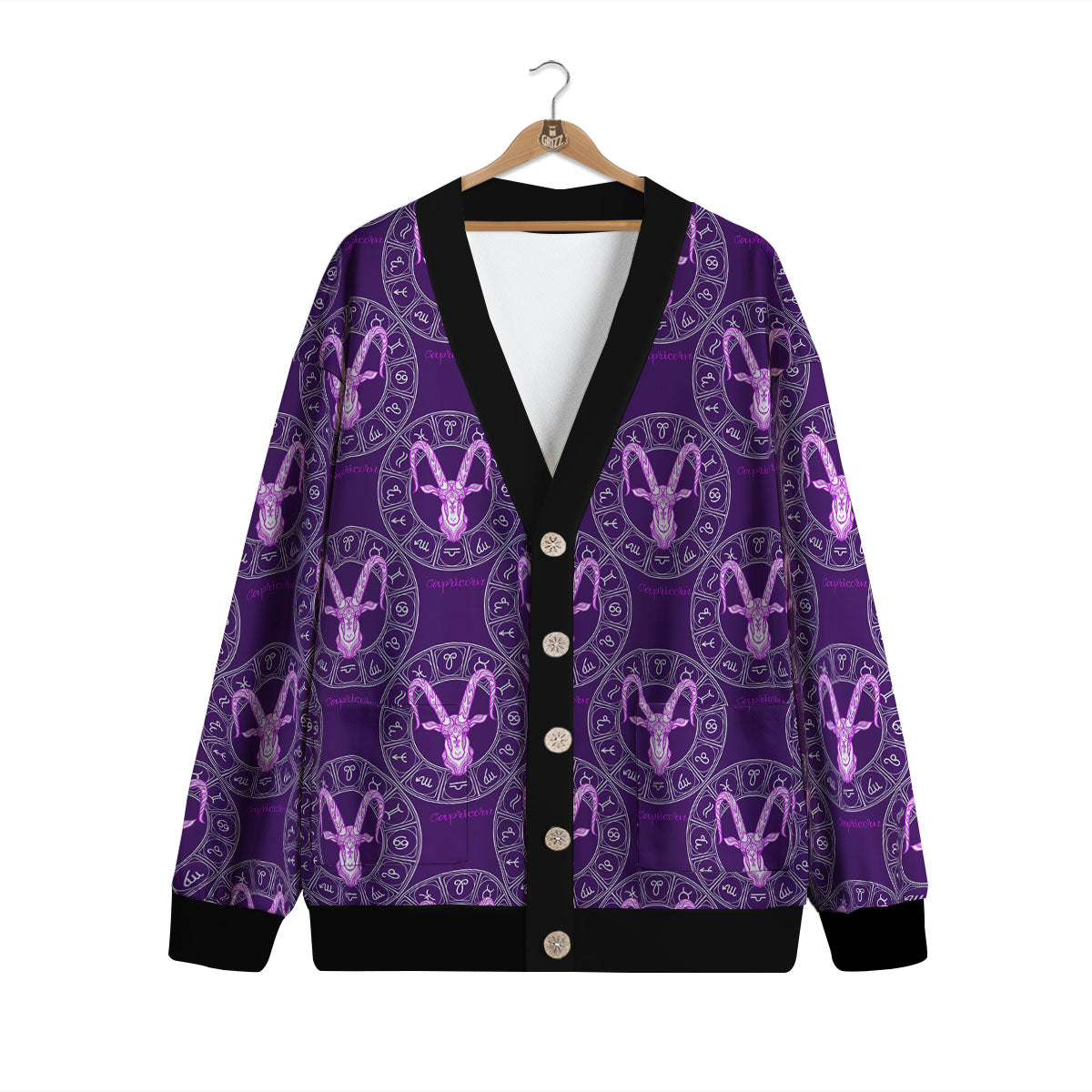 Zodiac Capricorn Purple Print Pattern Cardigan-grizzshop