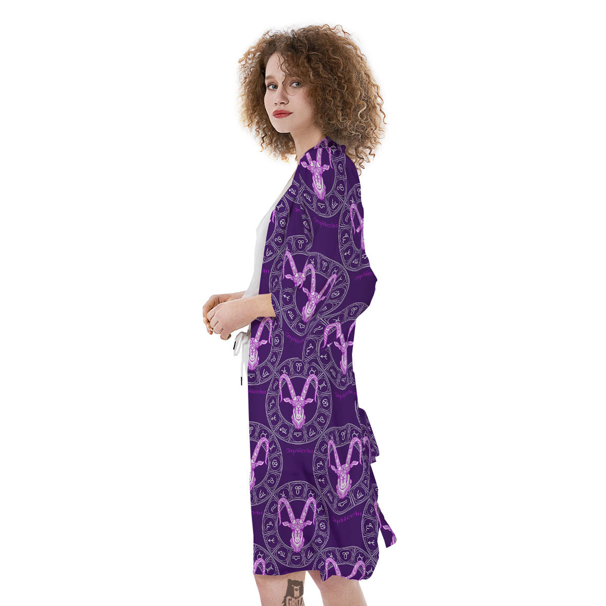 Zodiac Capricorn Purple Print Pattern Kimono-grizzshop