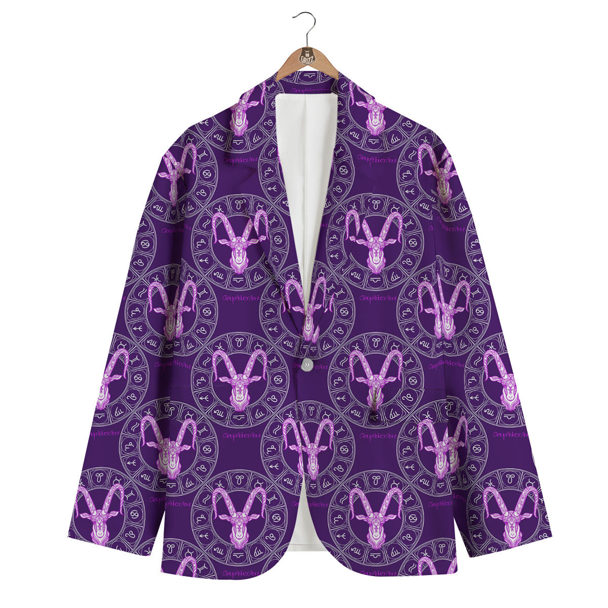 Zodiac Capricorn Purple Print Pattern Men's Blazer-grizzshop