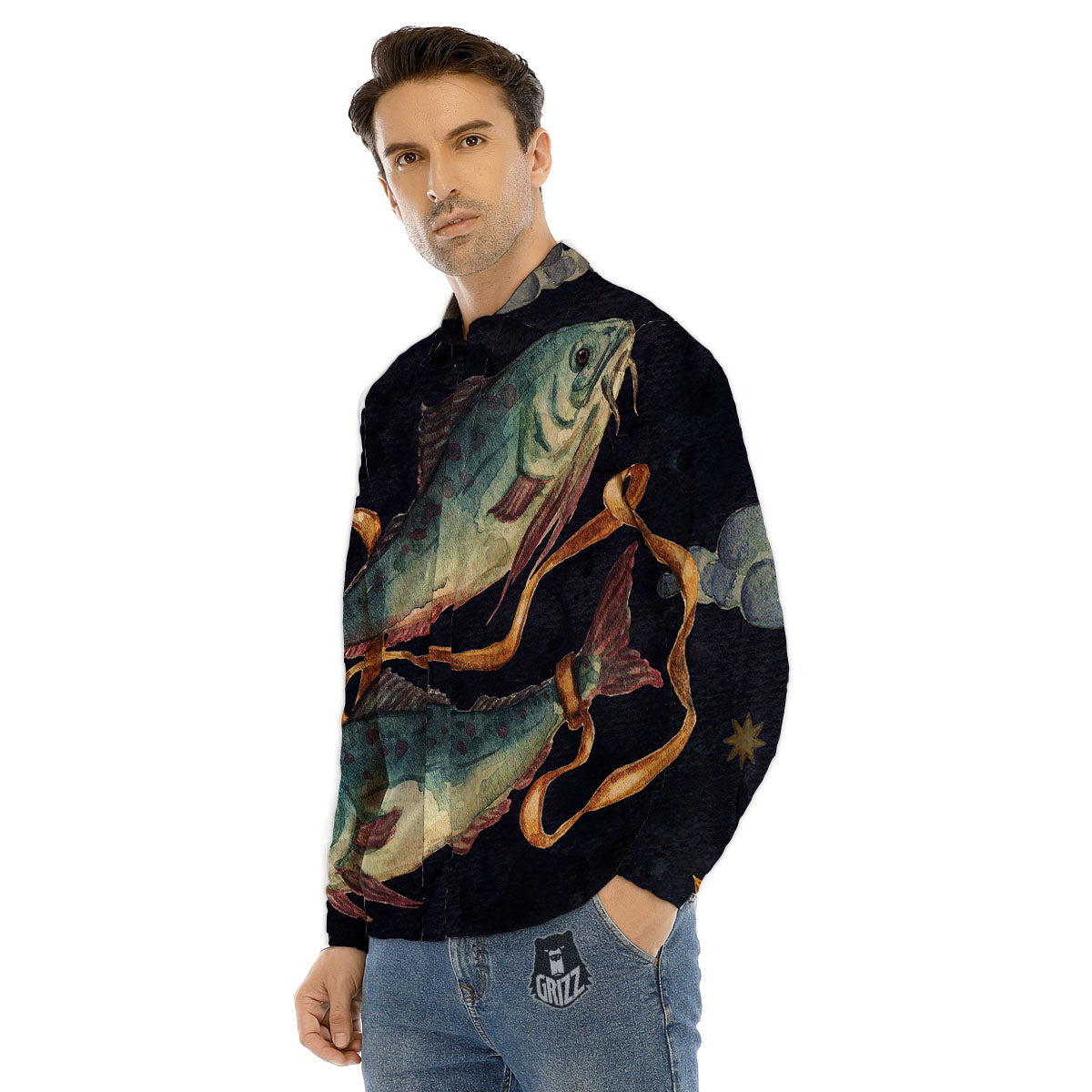 Zodiac Capricorn Purple Print Pattern Men's Dress Shirts-grizzshop