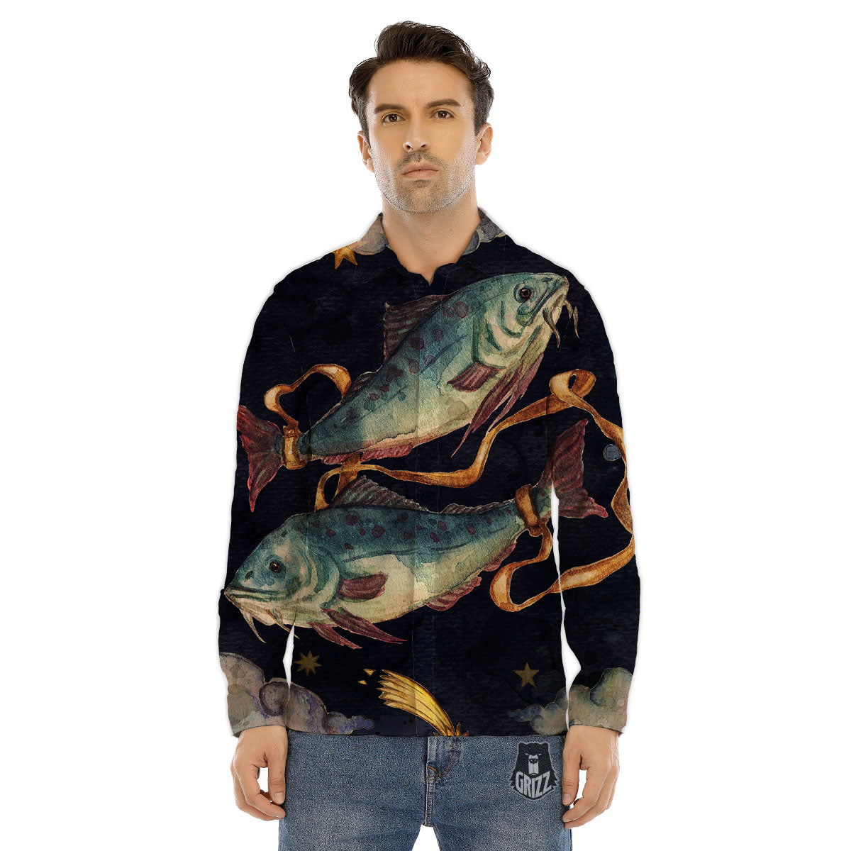 Zodiac Capricorn Purple Print Pattern Men's Dress Shirts-grizzshop