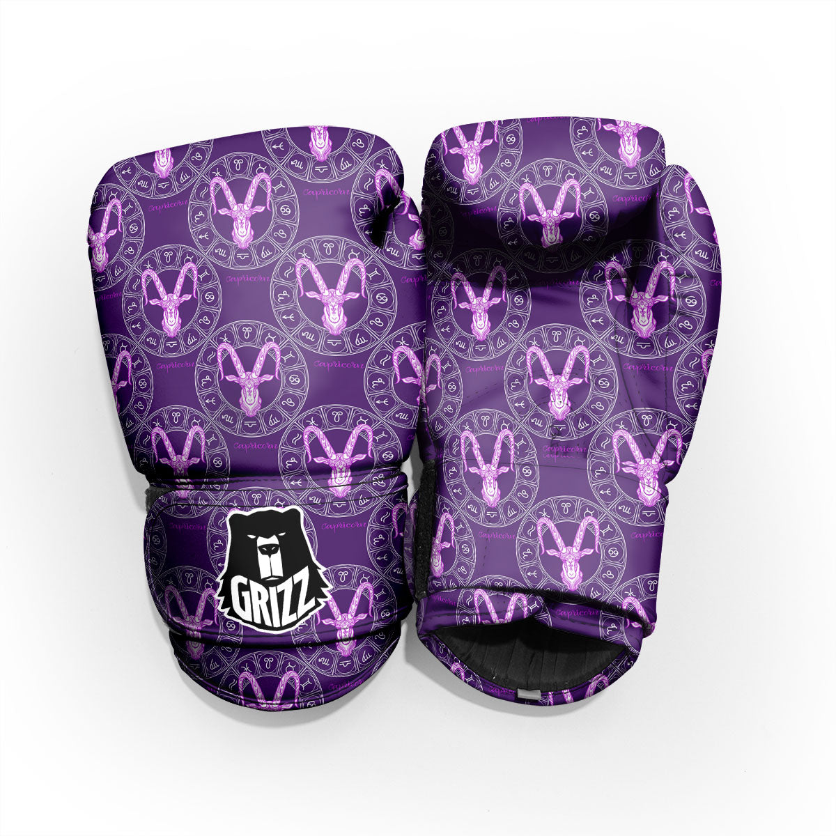 Zodiac Capricorn Purple Print Pattern Pro Boxing Glove