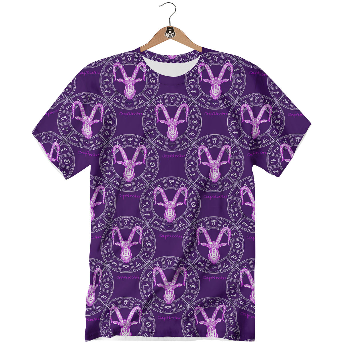 Zodiac Capricorn Purple Print Pattern T-Shirt-grizzshop