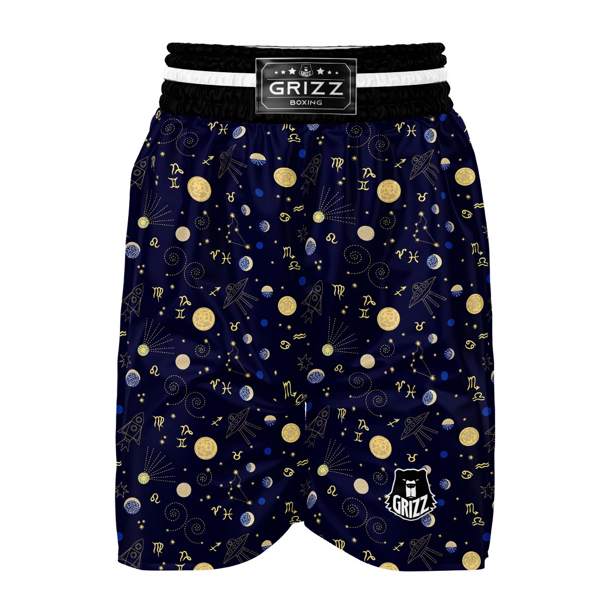 Zodiac Celestial Pattern Print Boxing Shorts-grizzshop