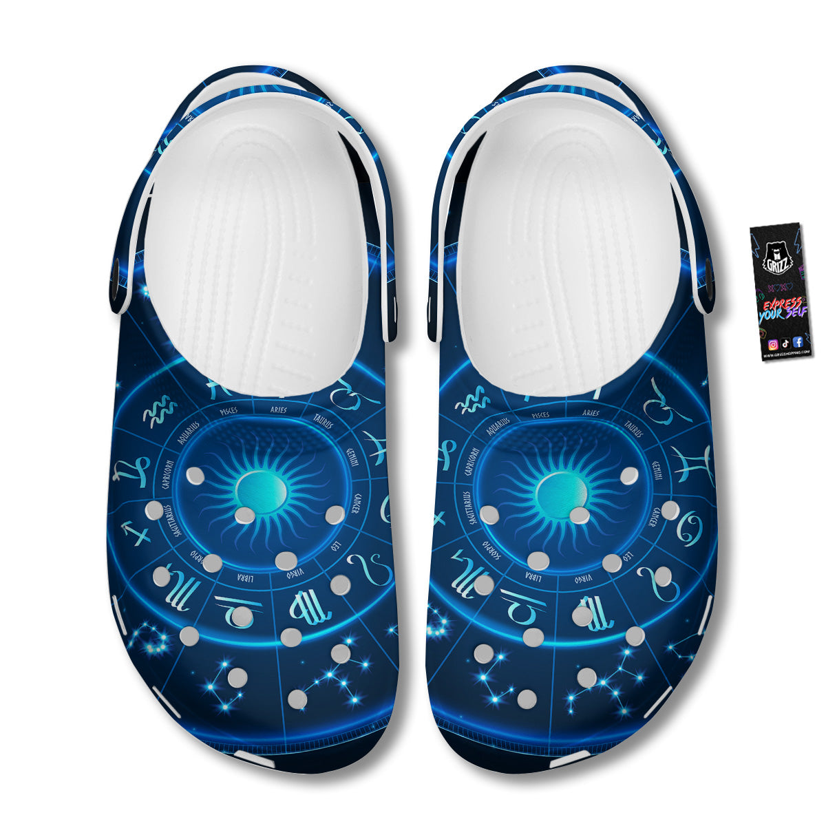 Zodiac Circle Blue Light Print Clog-grizzshop