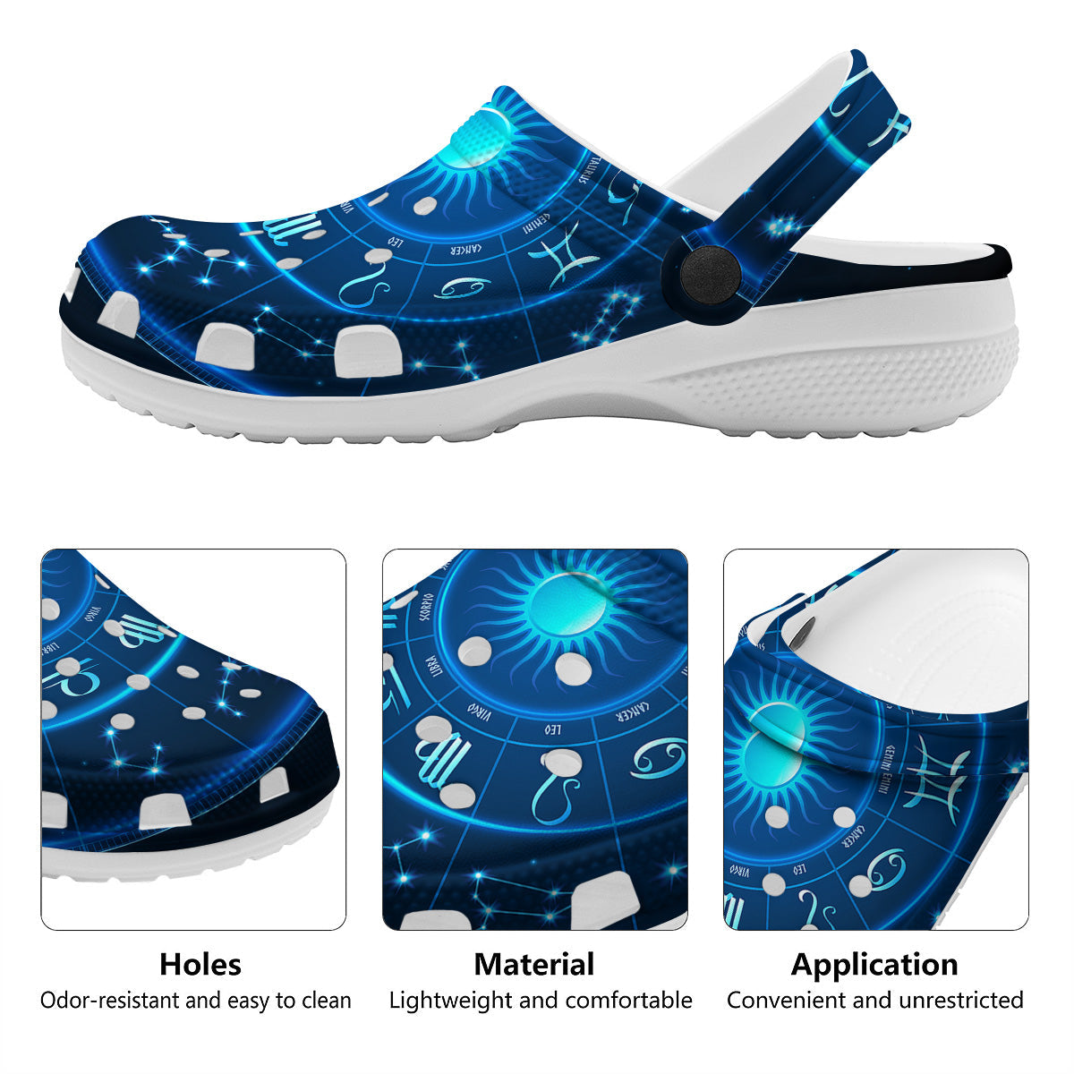 Zodiac Circle Blue Light Print Clog-grizzshop