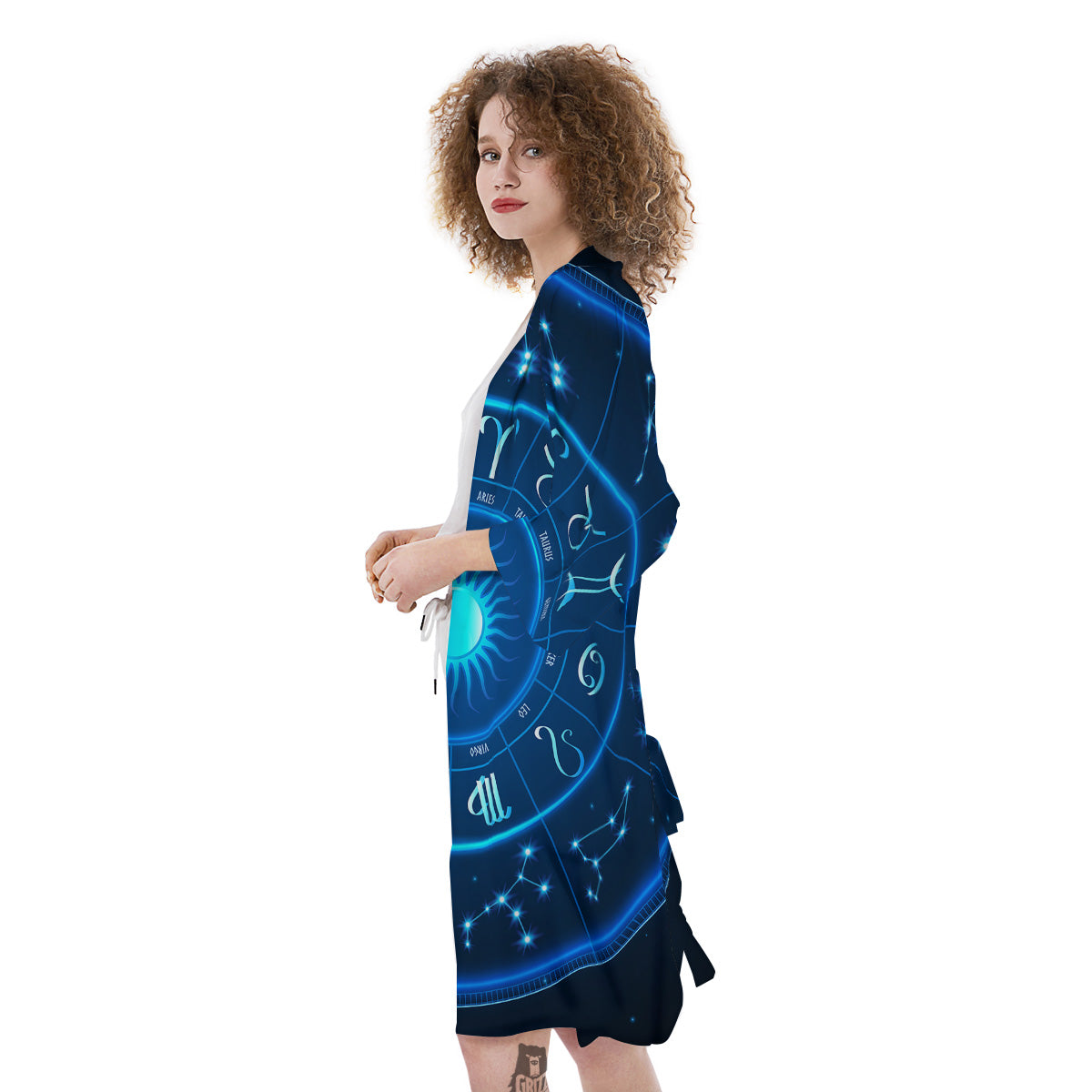 Zodiac Circle Blue Light Print Kimono-grizzshop