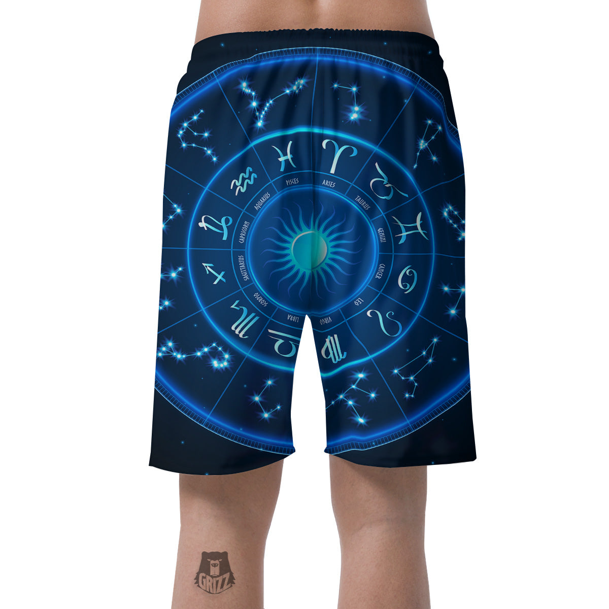 Zodiac Circle Blue Light Print Men's Shorts-grizzshop