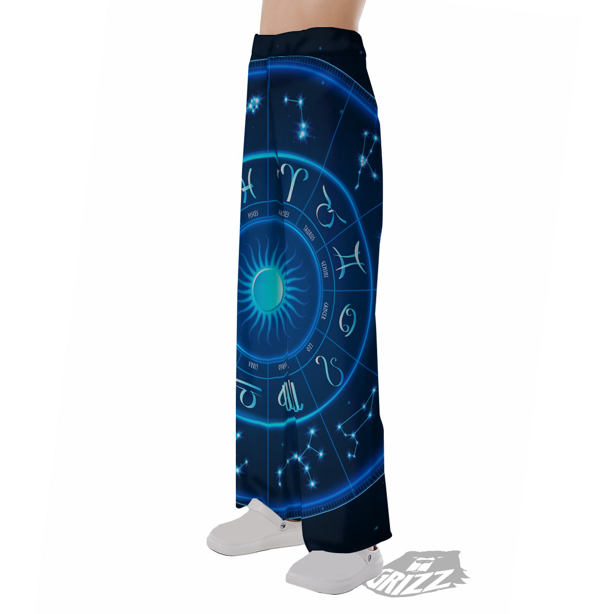 Zodiac Circle Blue Light Print Pajama Pants-grizzshop