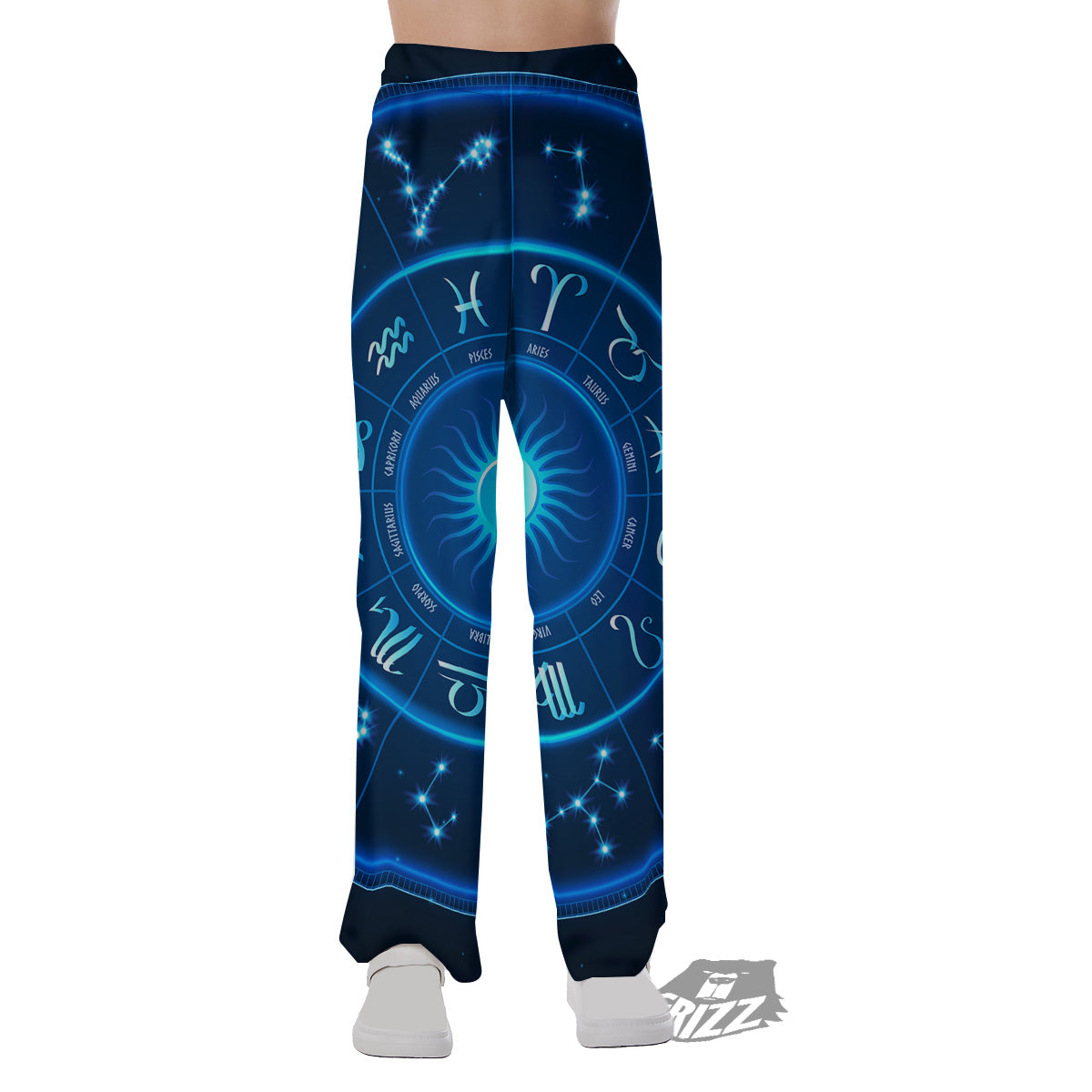 Zodiac Circle Blue Light Print Pajama Pants-grizzshop