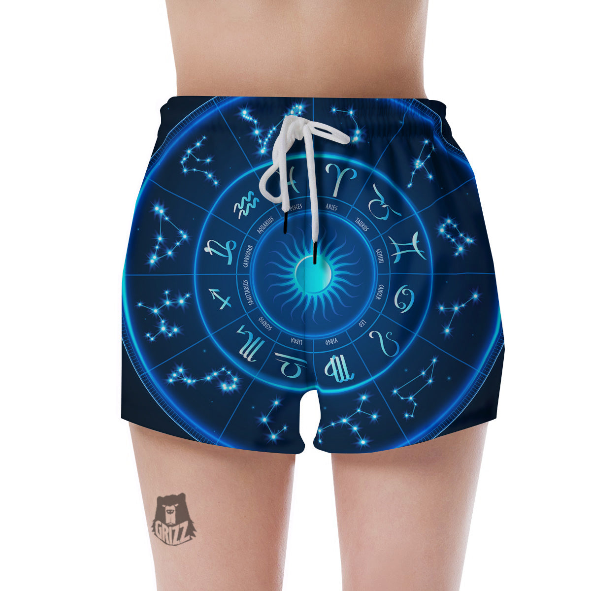 Zodiac Circle Blue Light Print Women's Shorts-grizzshop