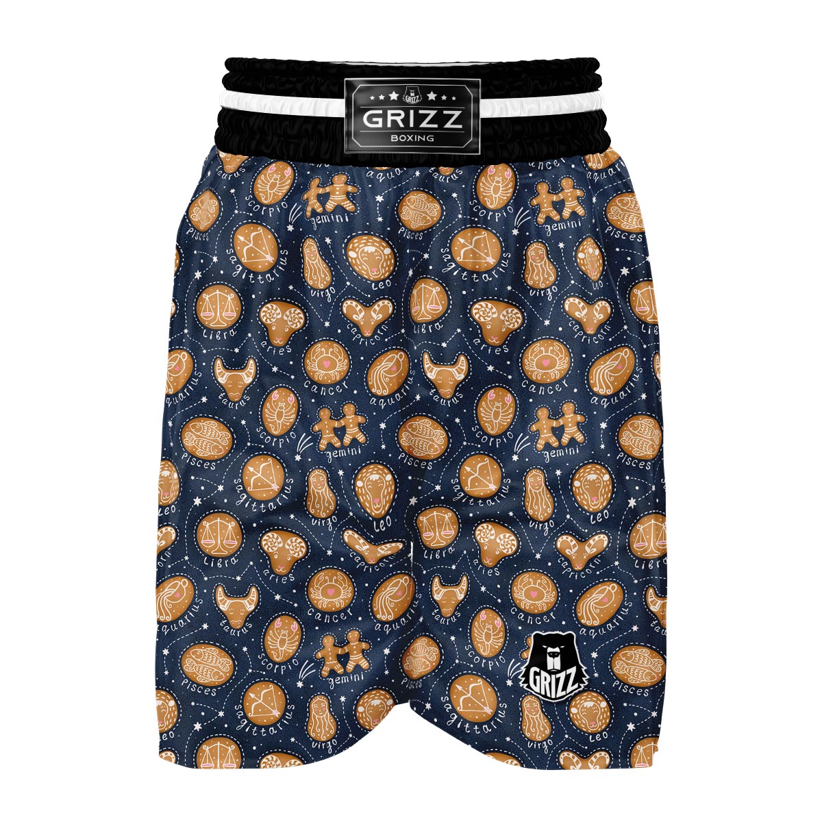 Zodiac Cookie Pattern Print Boxing Shorts-grizzshop