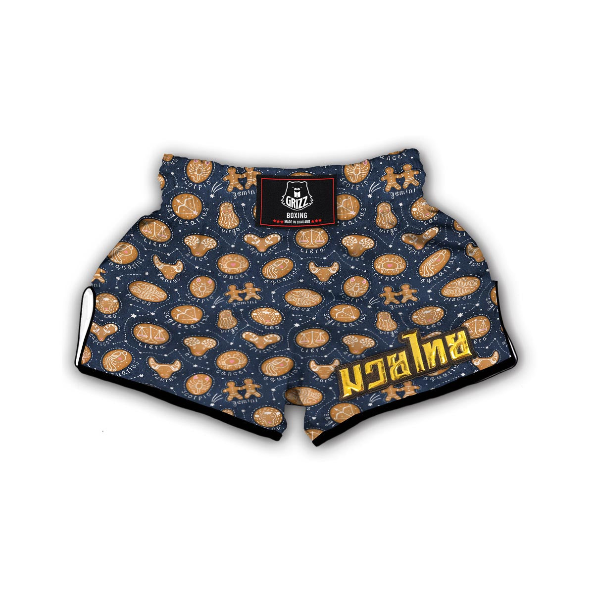 Zodiac Cookie Pattern Print Muay Thai Boxing Shorts-grizzshop