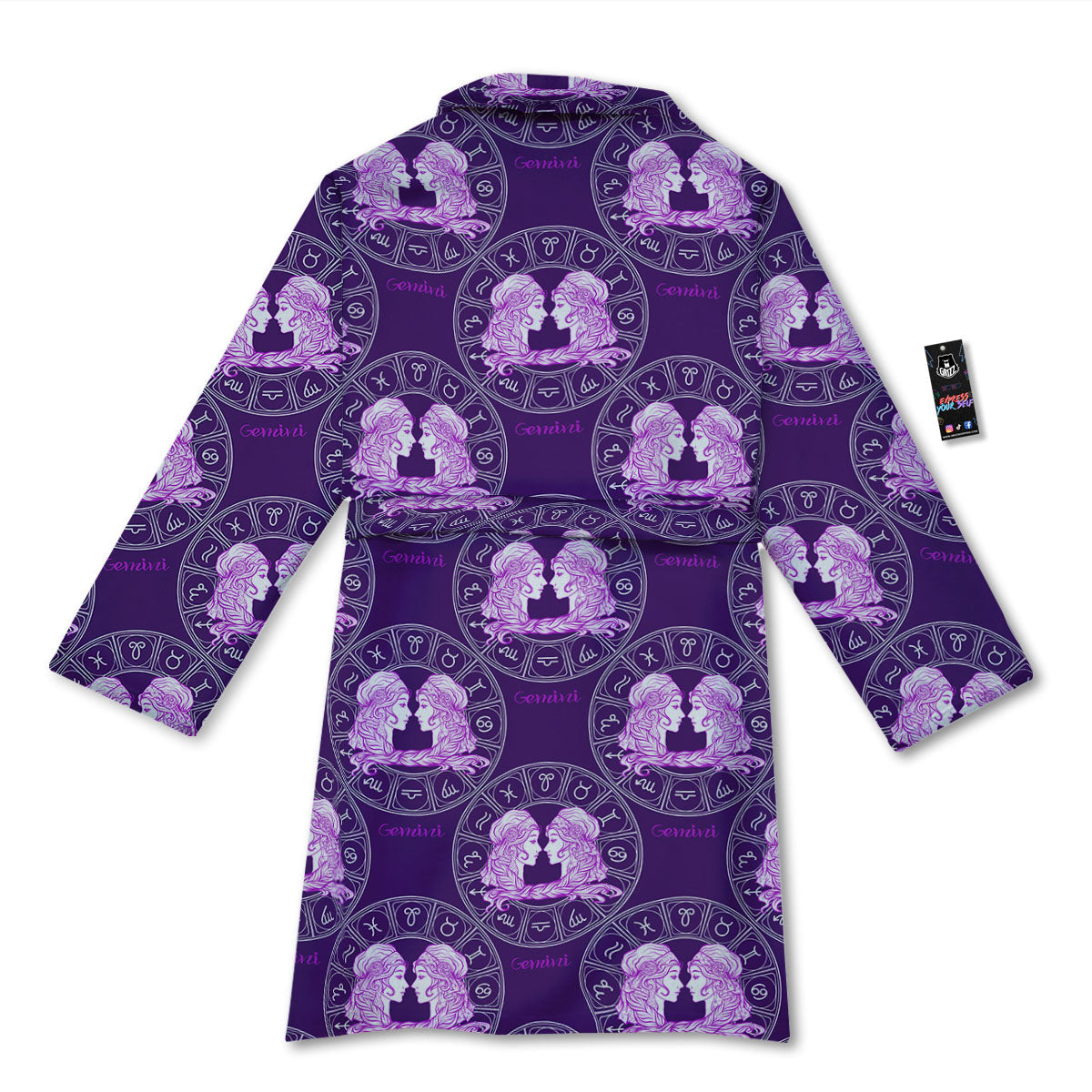 Zodiac Gemini Purple Print Pattern Bathrobe-grizzshop