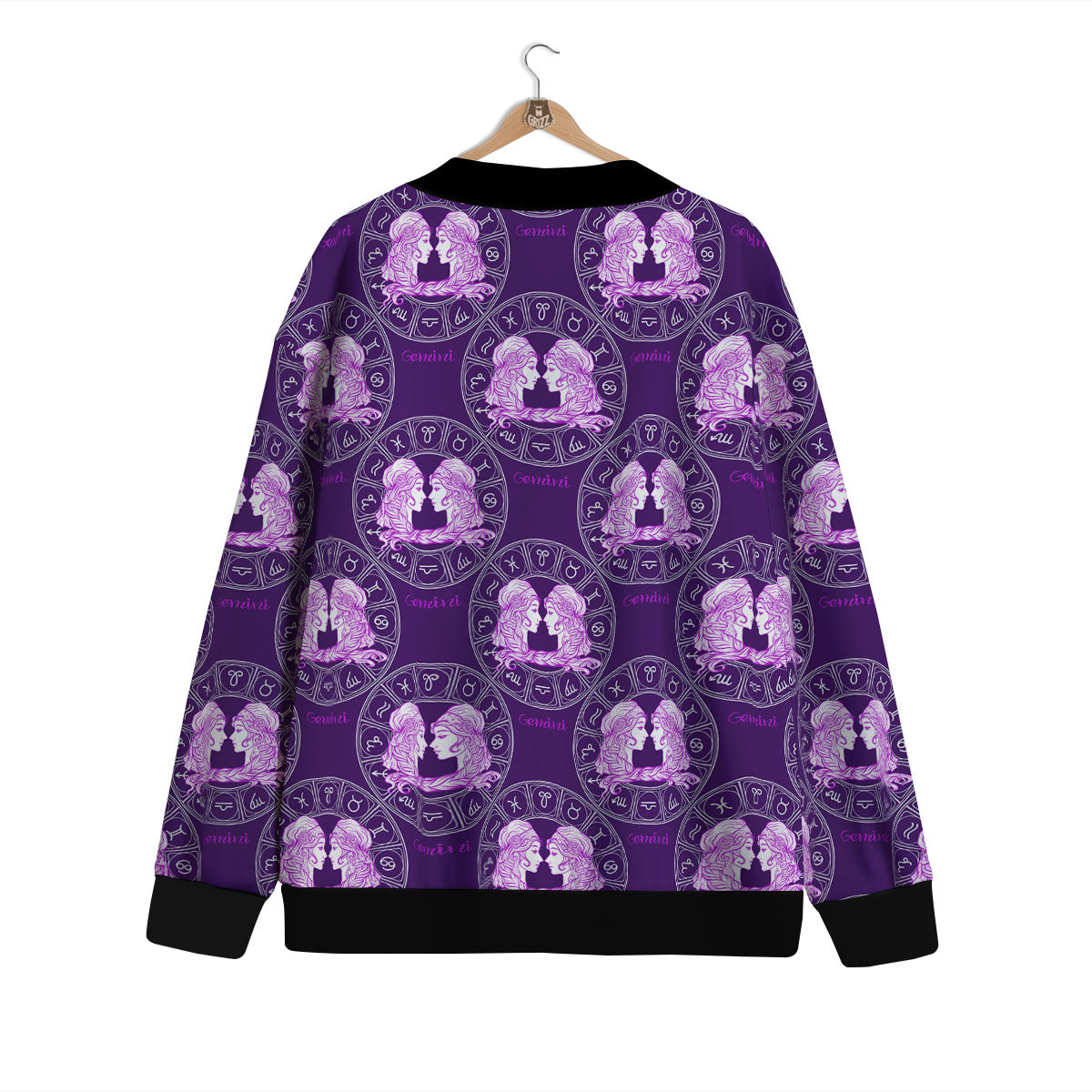 Zodiac Gemini Purple Print Pattern Cardigan-grizzshop
