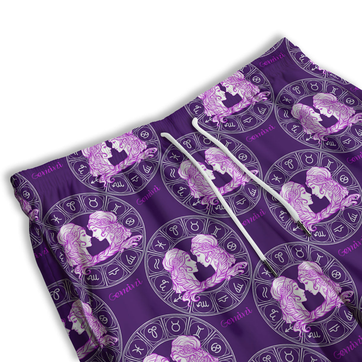 Zodiac Gemini Purple Print Pattern Men's Athletic Shorts